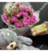 Монобукет из пионовидных кустовых роз «Фуксия»