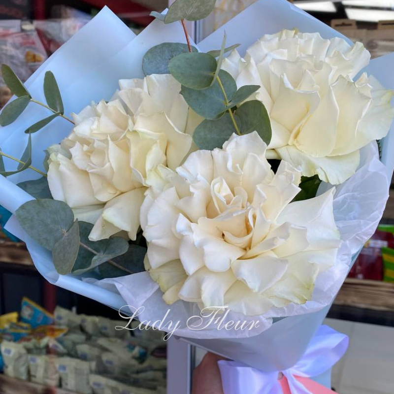 Белые французские  розы